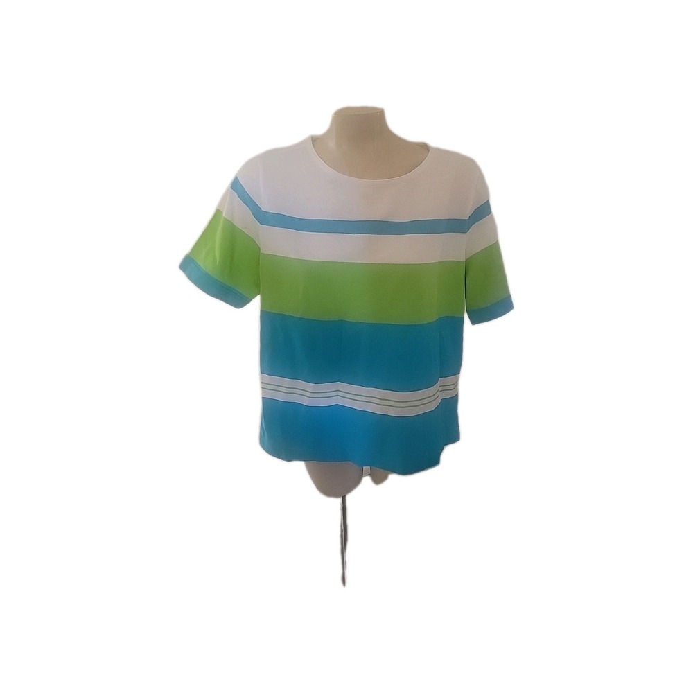 JACYLN SMITH striped Lightweight Short Sleeve Top Casual Spring Summer Beach L